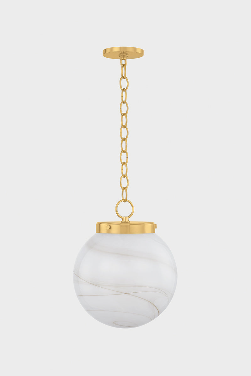 Mitzi by Hudson Valley Lighting Ambra Small Pendant in Aged Brass, detail view 1