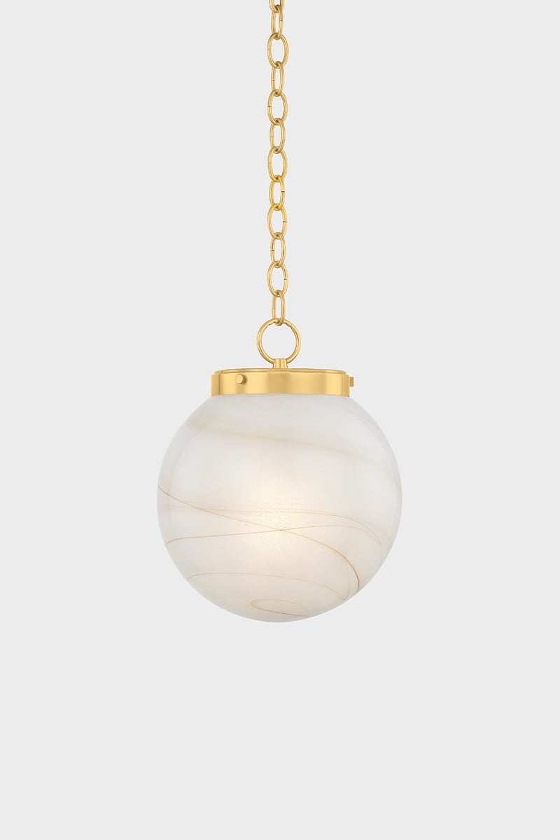 Mitzi by Hudson Valley Lighting Ambra Small Pendant in Aged Brass, detail view 2