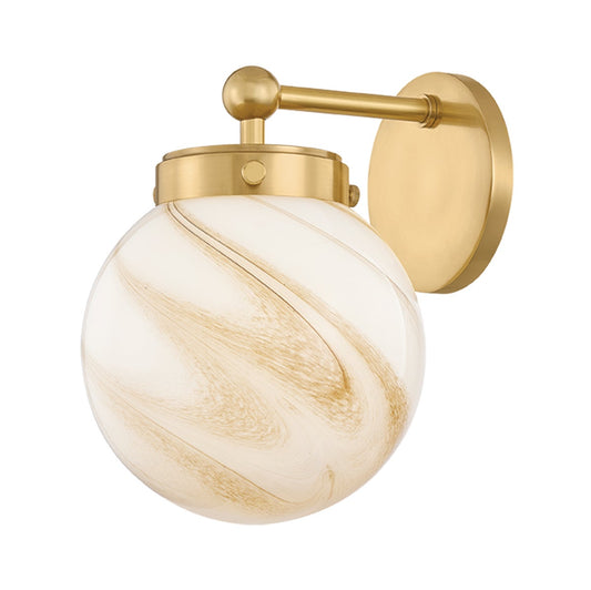 Mitzi by Hudson Valley Lighting Ambra Wall Sconce in Aged Brass / Cappuccino Swirl