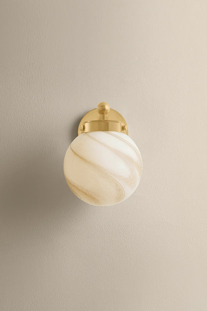 Mitzi by Hudson Valley Lighting Ambra Wall Sconce in Aged Brass / Cappuccino Swirl, detail view 1