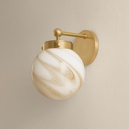 Mitzi by Hudson Valley Lighting Ambra Wall Sconce in Aged Brass / Cappuccino Swirl, detail view 3