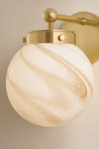 Mitzi by Hudson Valley Lighting Ambra Wall Sconce in Aged Brass / Cappuccino Swirl, detail view 4