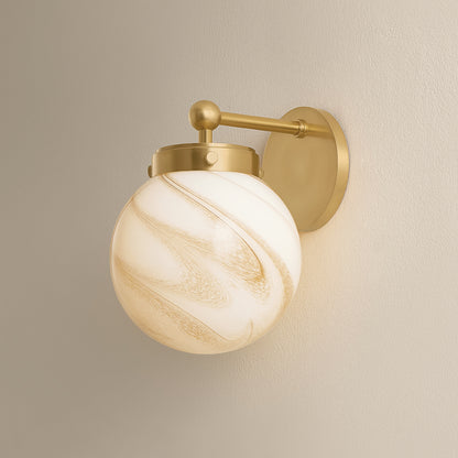 Mitzi by Hudson Valley Lighting Ambra Wall Sconce in Aged Brass / Cappuccino Swirl, detail view 5