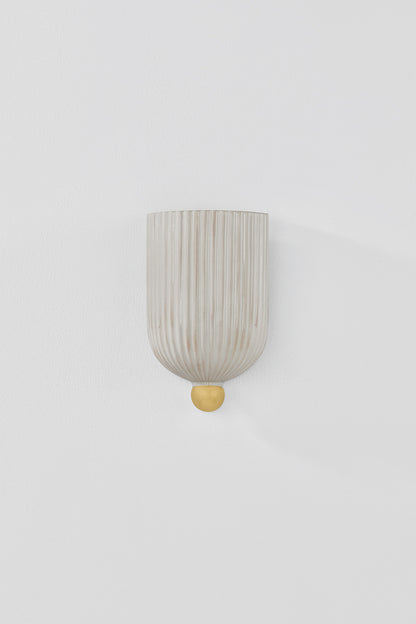 Mitzi by Hudson Valley Lighting Amira Wall Sconce in Aged Brass / Ceramic Fluted Cream, detail view 1