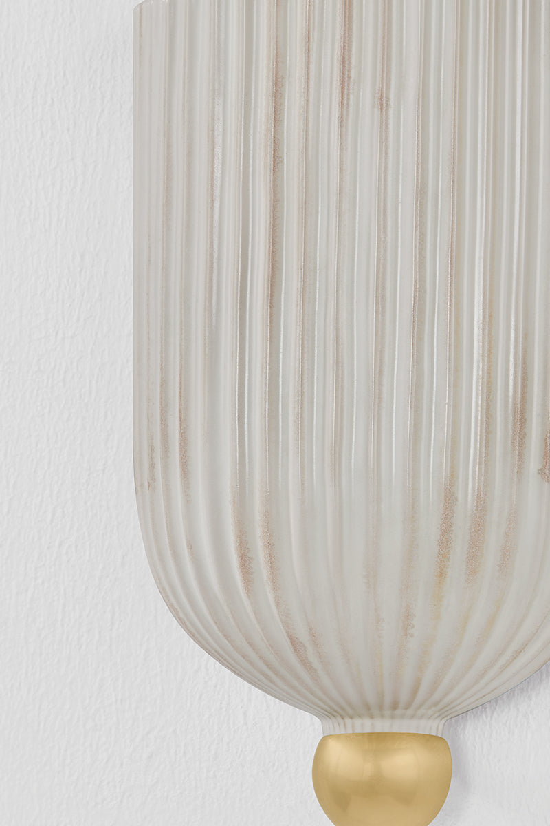 Mitzi by Hudson Valley Lighting Amira Wall Sconce in Aged Brass / Ceramic Fluted Cream, detail view 2