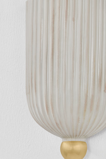 Mitzi by Hudson Valley Lighting Amira Wall Sconce in Aged Brass / Ceramic Fluted Cream, detail view 2