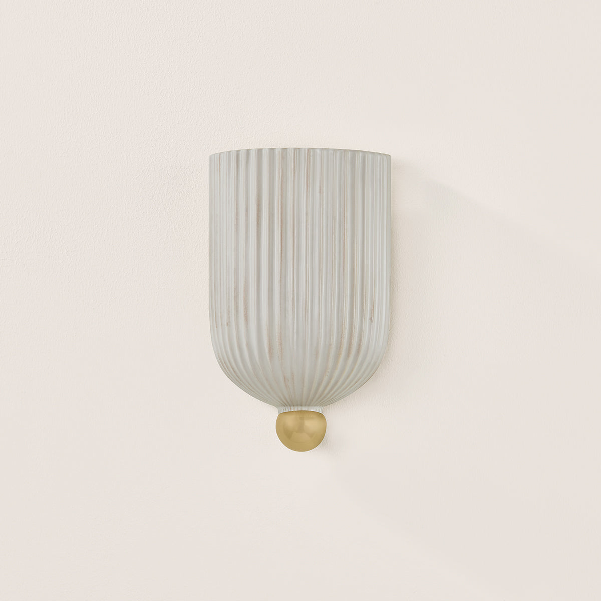 Mitzi by Hudson Valley Lighting Amira Wall Sconce in Aged Brass / Ceramic Fluted Cream, detail view 3
