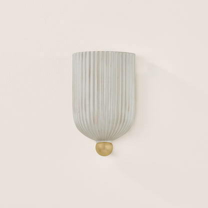 Mitzi by Hudson Valley Lighting Amira Wall Sconce in Aged Brass / Ceramic Fluted Cream, detail view 3