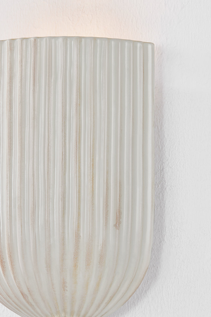 Mitzi by Hudson Valley Lighting Amira Wall Sconce in Aged Brass / Ceramic Fluted Cream, detail view 4