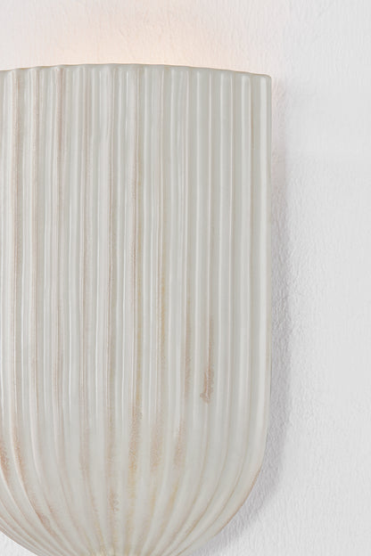 Mitzi by Hudson Valley Lighting Amira Wall Sconce in Aged Brass / Ceramic Fluted Cream, detail view 4
