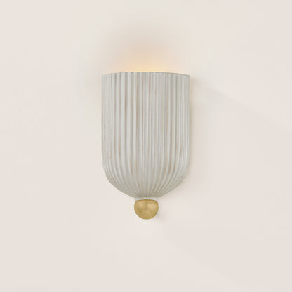Mitzi by Hudson Valley Lighting Amira Wall Sconce in Aged Brass / Ceramic Fluted Cream, detail view 5