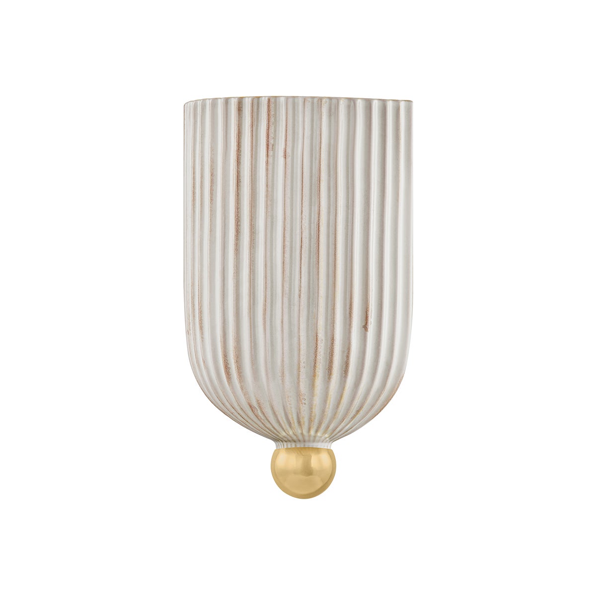 Mitzi by Hudson Valley Lighting Amira Wall Sconce in Aged Brass / Ceramic Fluted Cream