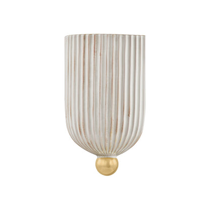 Mitzi by Hudson Valley Lighting Amira Wall Sconce in Aged Brass / Ceramic Fluted Cream