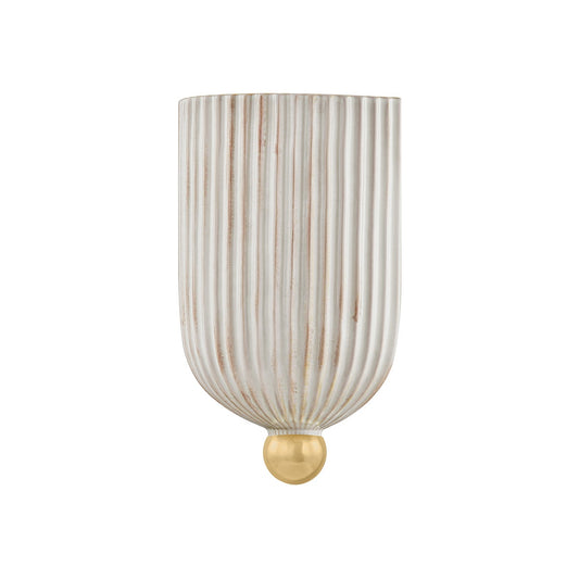 Mitzi by Hudson Valley Lighting Amira Wall Sconce in Aged Brass / Ceramic Fluted Cream