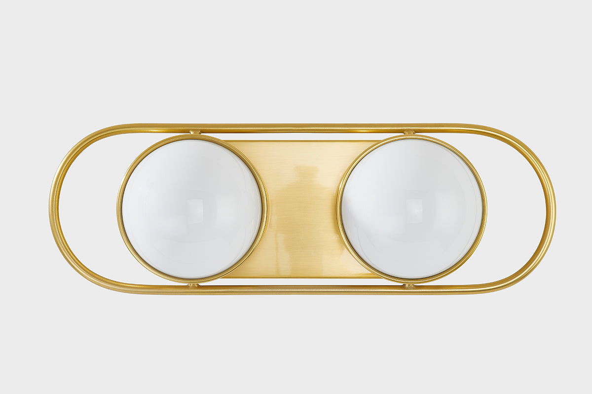 Mitzi by Hudson Valley Lighting Amy 2-Light Vanity Light in Aged Brass, detail view 1