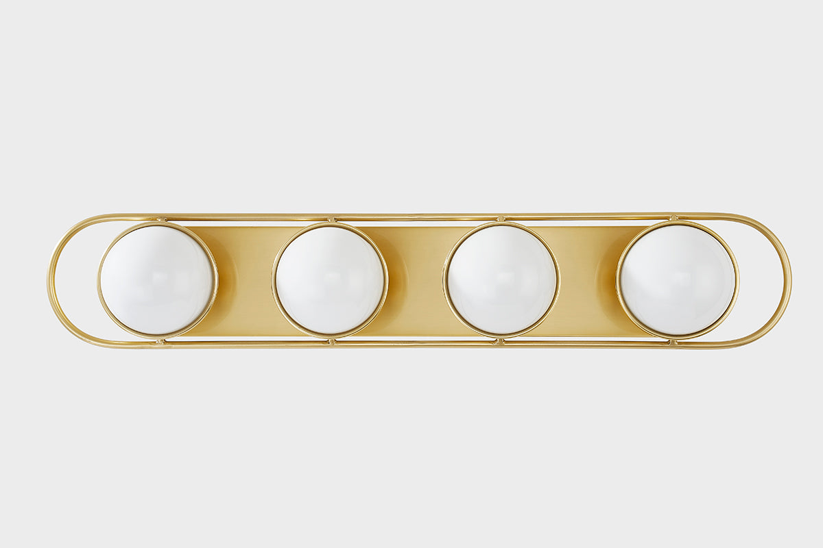 Mitzi by Hudson Valley Lighting Amy 4-Light Vanity Light in Aged Brass, detail view 1