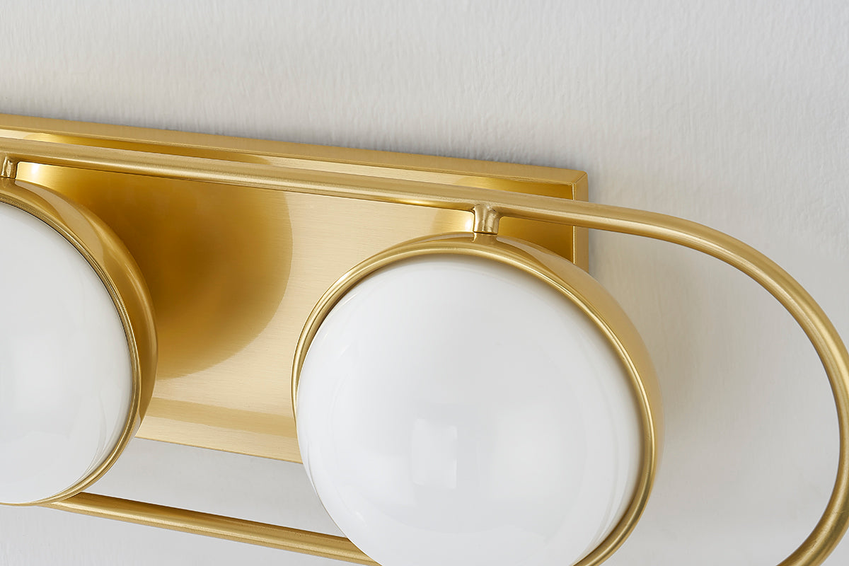Mitzi by Hudson Valley Lighting Amy 2-Light Vanity Light in Aged Brass, detail view 2