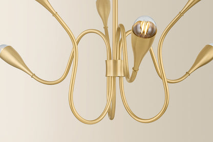 Mitzi by Hudson Valley Lighting Anaise 6-Light Chandelier in Aged Brass, detail view 2