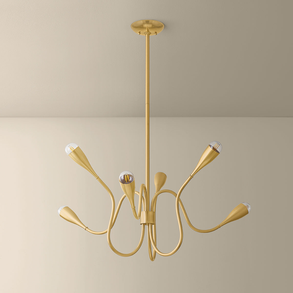 Mitzi by Hudson Valley Lighting Anaise 6-Light Chandelier in Aged Brass, detail view 3