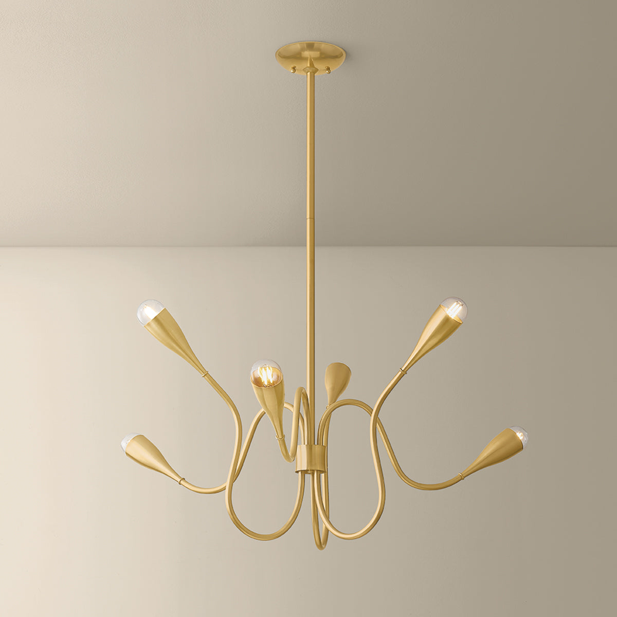 Mitzi by Hudson Valley Lighting Anaise 6-Light Chandelier in Aged Brass, detail view 5