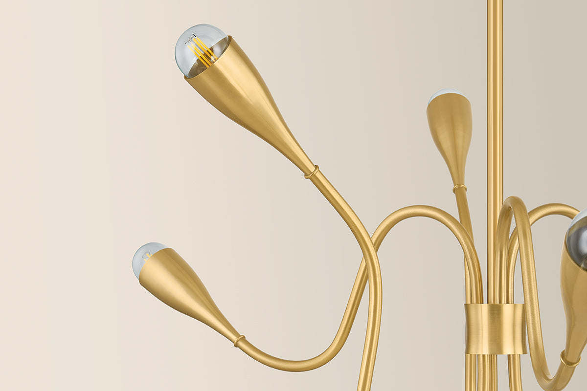 Mitzi by Hudson Valley Lighting Anaise 6-Light Chandelier in Aged Brass, detail view 6