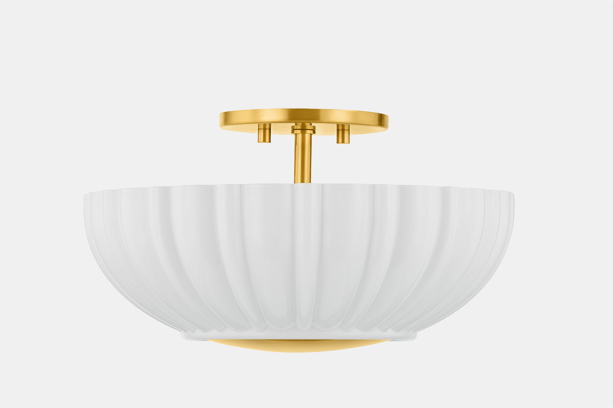 Mitzi by Hudson Valley Lighting Anne Flush Mount in Aged Brass, detail view 1
