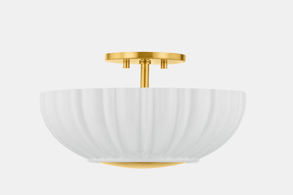 Mitzi by Hudson Valley Lighting Anne Flush Mount in Aged Brass, detail view 1