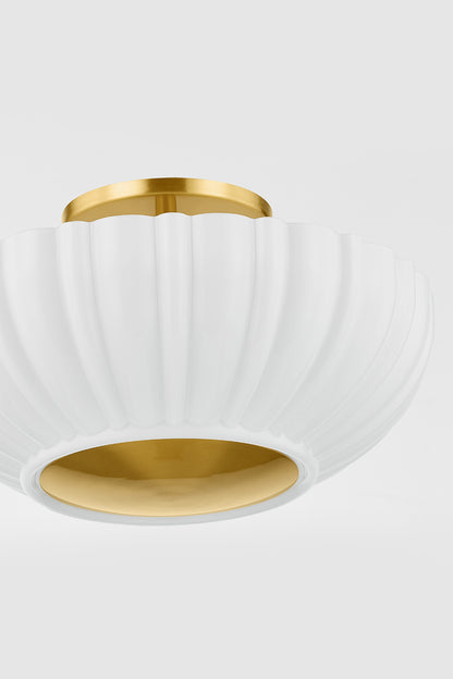 Mitzi by Hudson Valley Lighting Anne Flush Mount in Aged Brass, detail view 2