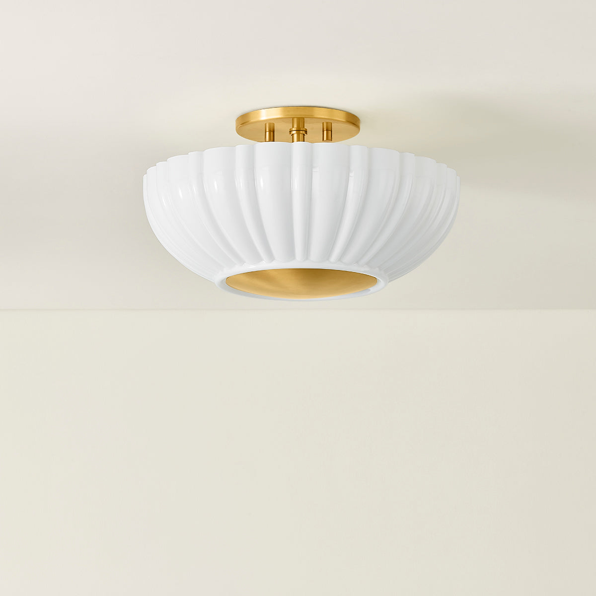 Mitzi by Hudson Valley Lighting Anne Flush Mount in Aged Brass, detail view 3