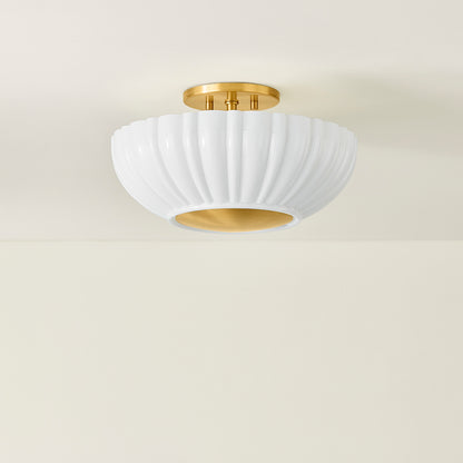 Mitzi by Hudson Valley Lighting Anne Flush Mount in Aged Brass, detail view 3