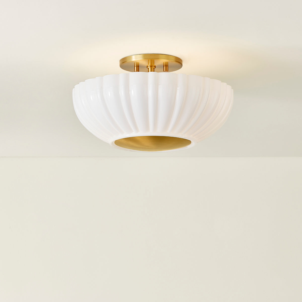 Mitzi by Hudson Valley Lighting Anne Flush Mount in Aged Brass, detail view 4