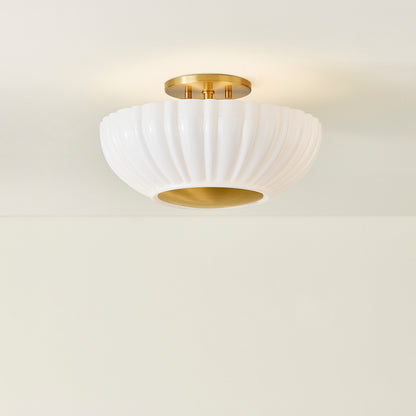 Mitzi by Hudson Valley Lighting Anne Flush Mount in Aged Brass, detail view 4