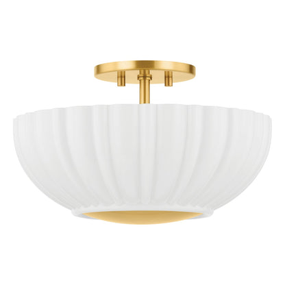 Mitzi by Hudson Valley Lighting Anne Flush Mount in Aged Brass