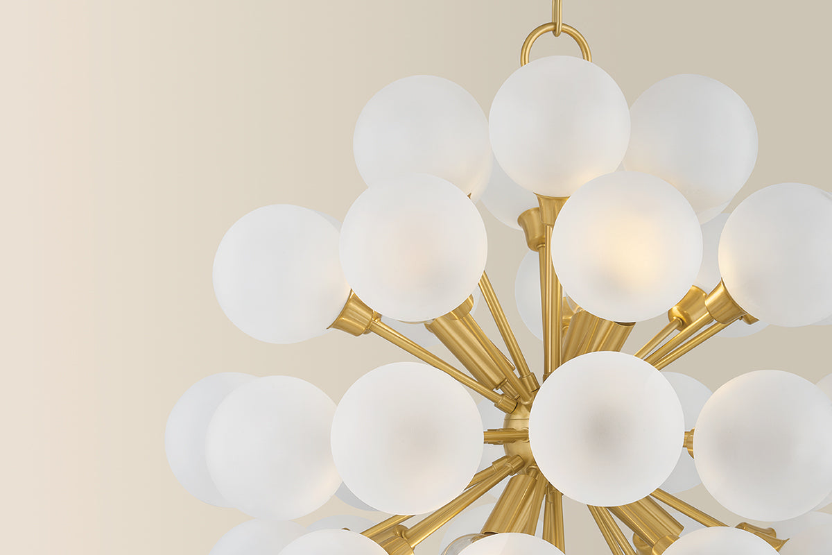 Mitzi by Hudson Valley Lighting Antoneta Chandelier in Aged Brass, detail view 2