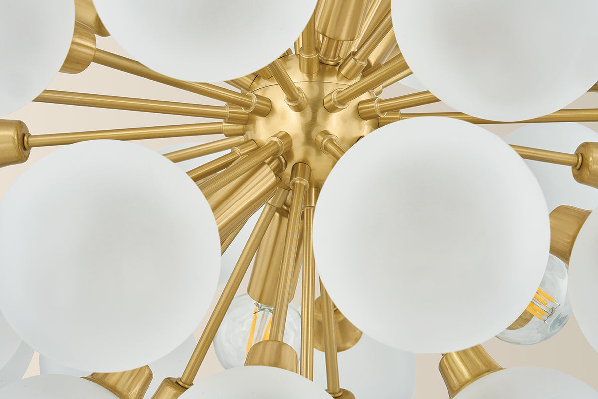 Mitzi by Hudson Valley Lighting Antoneta Chandelier in Aged Brass, detail view 4