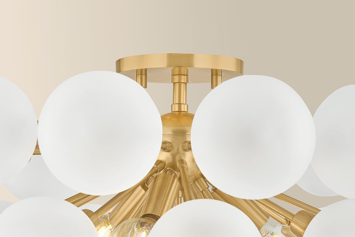 Mitzi by Hudson Valley Lighting Antoneta Semi-Flush Mount in Aged Brass, detail view 1