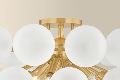 Mitzi by Hudson Valley Lighting Antoneta Semi-Flush Mount in Aged Brass, detail view 1