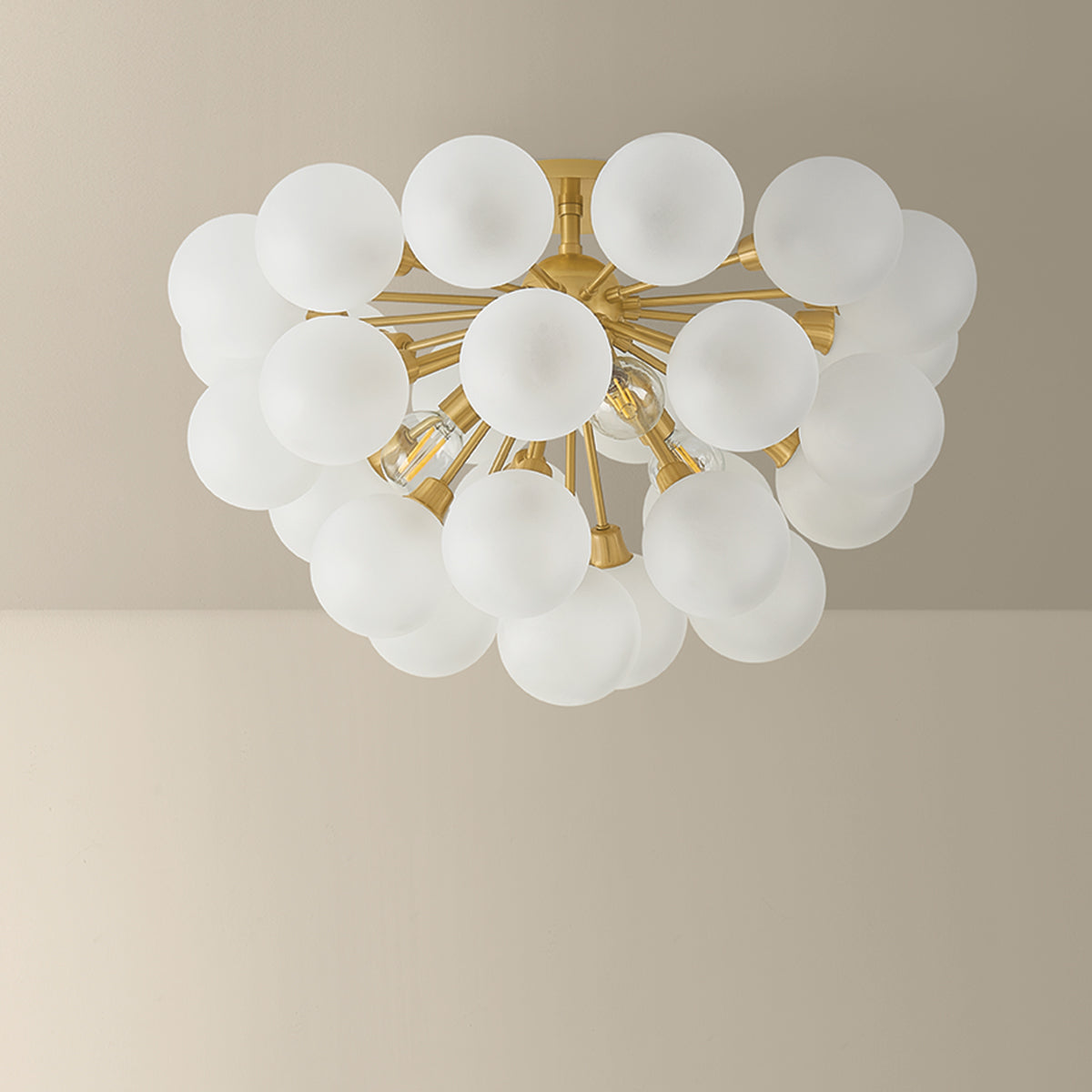 Mitzi by Hudson Valley Lighting Antoneta Semi-Flush Mount in Aged Brass, detail view 3