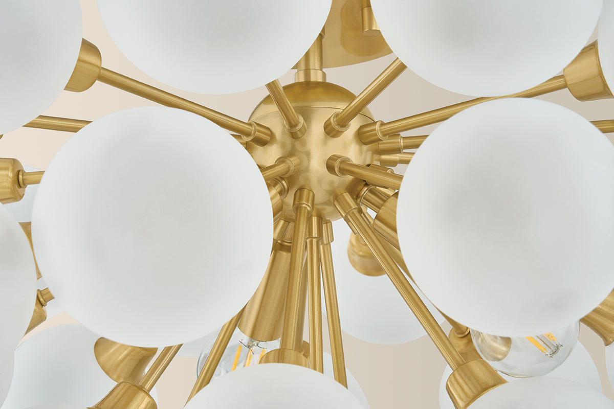 Mitzi by Hudson Valley Lighting Antoneta Semi-Flush Mount in Aged Brass, detail view 4