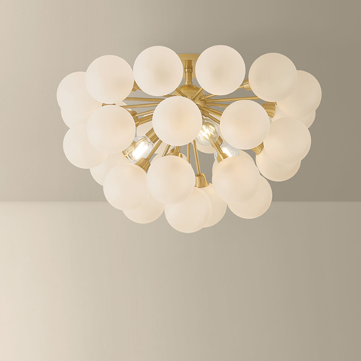 Mitzi by Hudson Valley Lighting Antoneta Semi-Flush Mount in Aged Brass, detail view 5
