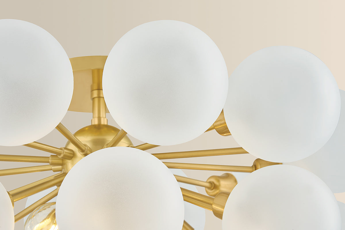 Mitzi by Hudson Valley Lighting Antoneta Semi-Flush Mount in Aged Brass, detail view 6