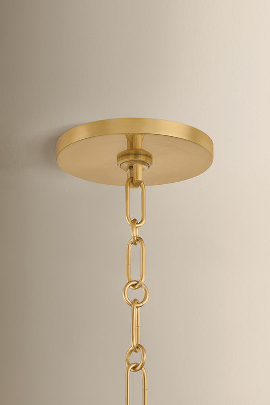 Mitzi by Hudson Valley Lighting Antonia Chandelier in Aged Brass / Mimosa Tan, detail view 1