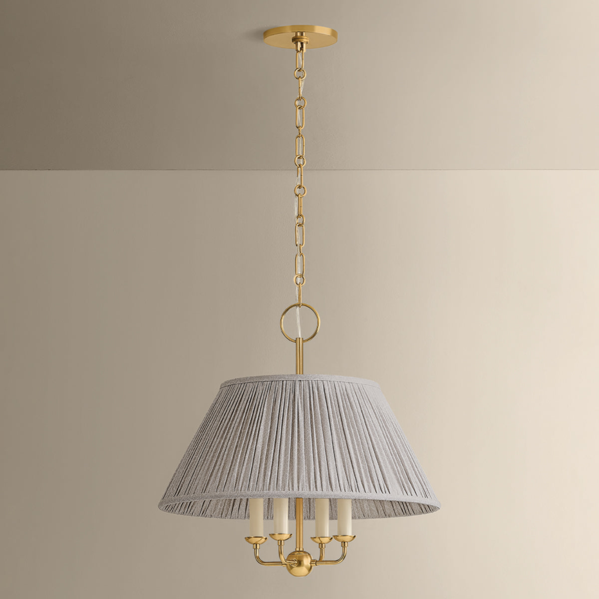 Mitzi by Hudson Valley Lighting Antonia Chandelier in Aged Brass / Mimosa Tan, detail view 3
