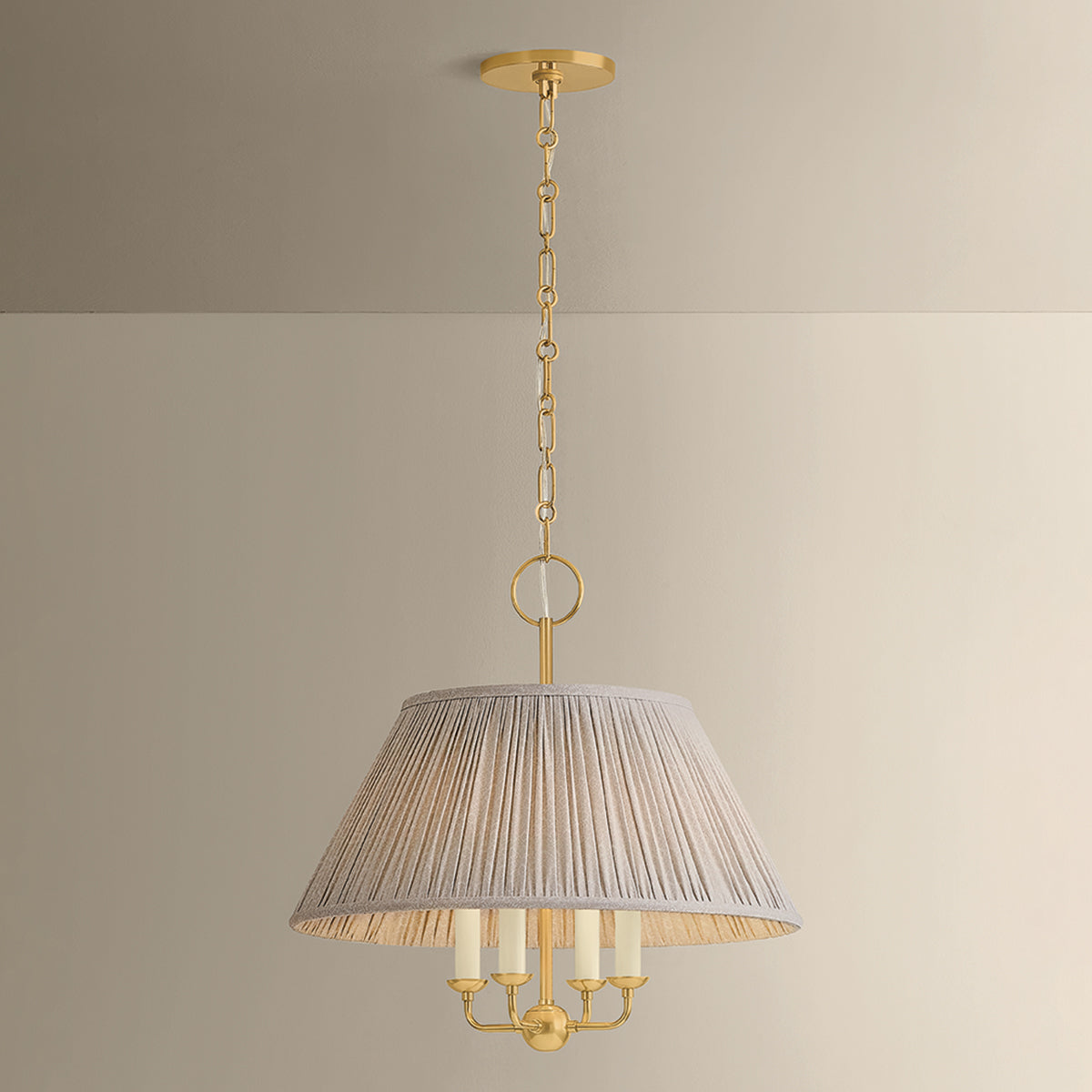 Mitzi by Hudson Valley Lighting Antonia Chandelier in Aged Brass / Mimosa Tan, detail view 5