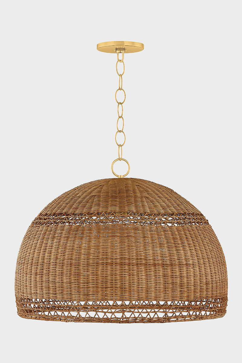 Mitzi by Hudson Valley Lighting April Large Pendant in Aged Brass, detail view 1