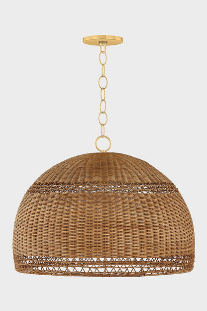 Mitzi by Hudson Valley Lighting April Large Pendant in Aged Brass, detail view 1