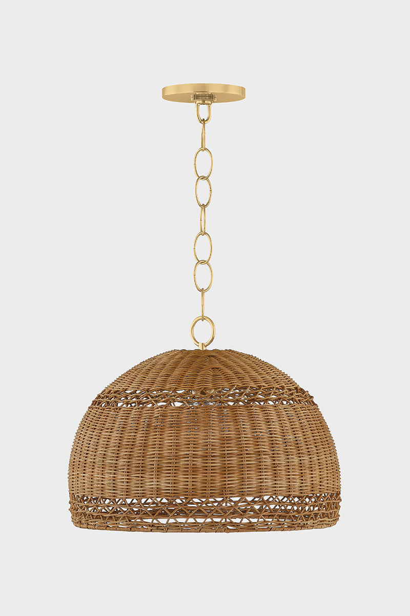Mitzi by Hudson Valley Lighting April Small Pendant in Aged Brass, detail view 1