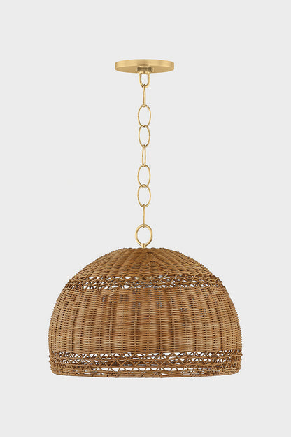 Mitzi by Hudson Valley Lighting April Small Pendant in Aged Brass, detail view 1