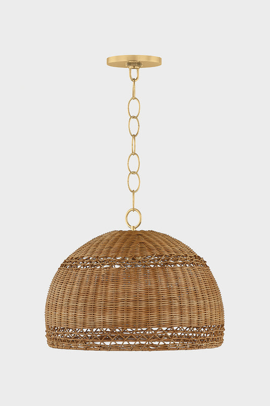 Mitzi by Hudson Valley Lighting April Small Pendant in Aged Brass, detail view 1