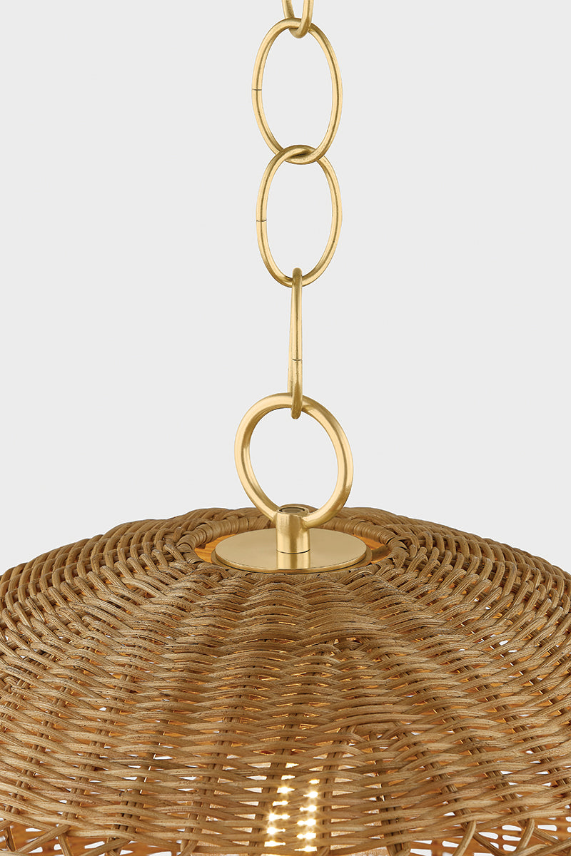 Mitzi by Hudson Valley Lighting April Small Pendant in Aged Brass, detail view 4